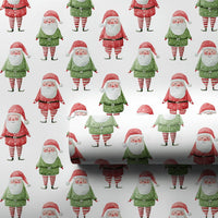 Adorable Christmas Gift Wrap, Watercolor Santa and Elf Wrapping Paper, Holiday Present Wrap, Whimsical Xmas Wrapping Paper, Festive Gift Wrap