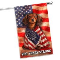 Dachshund Garden Flag Patriotic American 250 Years Strong | Double-Sided Premium Polyester | Outdoor Yard Decor for Dog Lovers