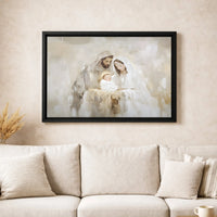 Holy Family Wall Art, Nativity Scene Canvas Print, Christian Nativity Canvas Decor, Abstract Nativity Wall Art, Christmas Canvas Present