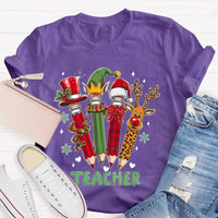 Reindeer Antlers Educator Graphic Tee, Christmas Pencil Deer Teacher Shirt, Festive Classroom Holiday T-Shirt, Teacher Xmas Present