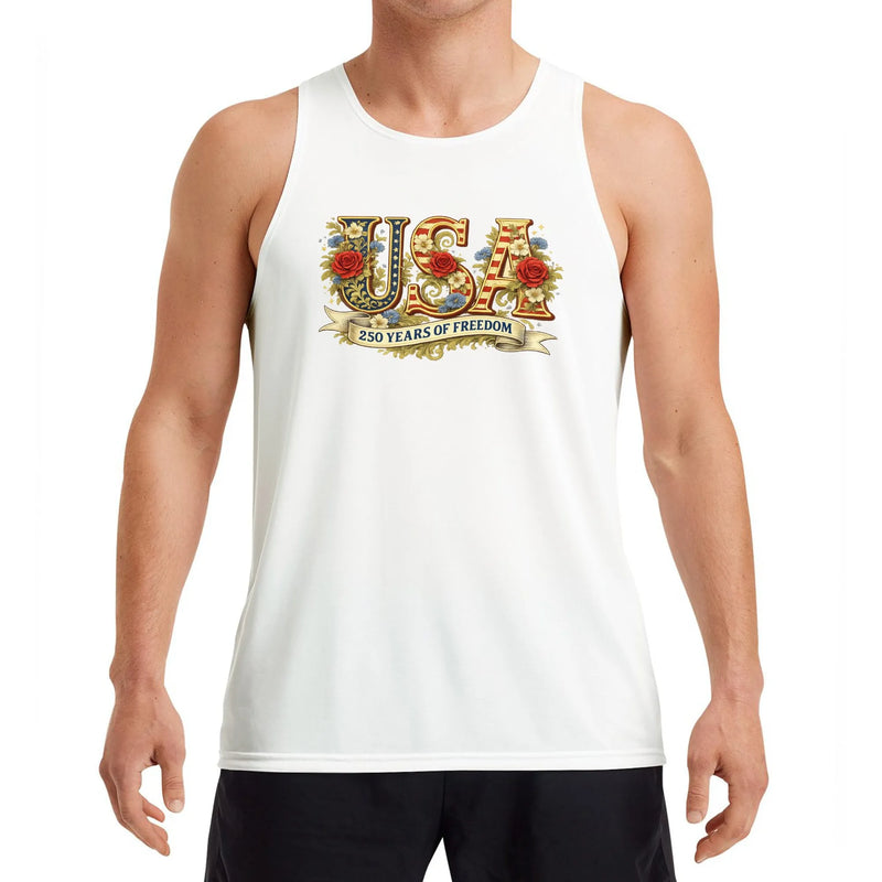 Retro USA 250th Anniversary Tank Top | Vintage Floral 250 Years of Freedom Design | Soft Breathable Premium Fabric | 4th of July Independence Day Gift