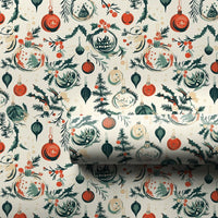 Retro Holly Snow Globe Gift Wrap, Vintage Christmas Ornament Wrapping Paper, Nostalgic Holiday Wrapping Paper, Winter Present Gift Wrap