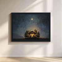 Star of Bethlehem Canvas Print, Nativity Scene Canvas Wall Art, Religious Christmas Canvas Decor, Christian Holiday Wall Art Present