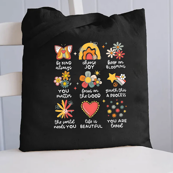 Be Kind Always Choose Joy Floral Canvas Tote Bag