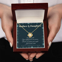 Christmas Present for Mom from Daughter, Love Knot Necklace for Mom, 18k Yellow Gold Finish Necklace, Cubic Zirconia Crystal Pendant Necklace