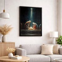 Christian Christmas Canvas Wall Art, Holy Family Nativity Scene Canvas Print, Religious Holiday Portrait Decor, Jesus Nativity Wall Art