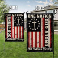 One Nation Under God Garden Flag | 250 Years of Blessing 1776-2026 | Double-Sided Patriotic Cross Design | Americana Home Decor Gift
