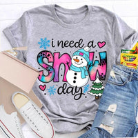 Winter Holiday Graphic Tee, Snow Day Snowman Christmas Tree T-Shirt, Adorable Snowman Tree Shirt, Humorous Winter Season Tee, Christmas Snow Present