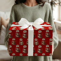 Adorable Animal Christmas Wrapping Paper, Red Scarf Otter Wrapping Paper, Festive Holiday Otter Gift Wrap, Animal Lover Present Wrapping Roll
