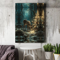 Christmas Forest Deer Wall Art, Winter Fawn Canvas Print, Holiday Nature Canvas, Rustic Deer Printable Art, Digital Download Wall Decor