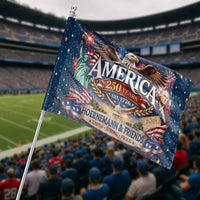 America 250 Years House Flag | Patriotic Eagle and Statue of Liberty Design | Premium Weather-Resistant Polyester | Gift for Americana Collectors