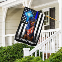 Rottweiler American Flag Garden Flag | 250 Years of Freedom Thin Blue Line | Double-Sided Polyester | Patriotic Christian Home Decor