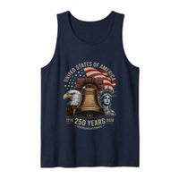 USA 250 Years Semiquincentennial Tank Top | Vintage Liberty Bell Eagle Flag Graphic | Soft Lightweight Breathable Fabric | Patriotic Independence Day 4th of July Gift for Men Women