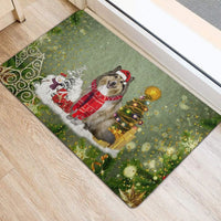 Winter Snow Tree Welcome Mat, Rough Collie Christmas Doormat, Holiday Pet Entryway Rug, Dog Lover Floor Mat, Indoor Outdoor Decor