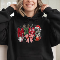 Leopard Print Holiday Sweatshirt, Christmas Mama Hoodie, Festive Mom Pullover Hoodie, Adorable Winter Graphic Hooded Sweater, Present for Mom