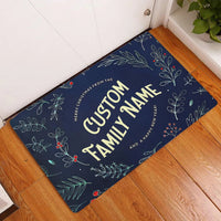 Custom Family Name Xmas Door Mat, Personalized Merry Christmas Doormat, Festive Holiday Welcome Rug, Winter Front Porch Decor Present