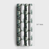 Holiday Wreath Golf Gift Wrap, Christmas Golf Cart Wrapping Paper, Festive Golfer Present Paper, Winter Sports Christmas Wrapping Paper Roll