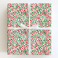 Red and Green Christmas Gift Wrap, Watercolor Polka Dot Wrapping Paper, Festive Holiday Wrapping Paper, Xmas Present Gift Wrap Roll