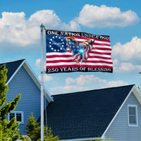 One Nation Under God Flag | 250 Years American Eagle House Flag | UV-Resistant Polyester Grommet Flag | Patriotic Home Decor Gift