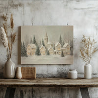 Winter Church Town Landscape Canvas Print, Snowy Christmas Village Canvas Wall Art, Festive Holiday Wall Decor, Merry Xmas Home Art