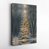 Winter Forest Christmas Wall Decor, Snowy Christmas Tree Canvas Art, Pine Tree Landscape Print, Christmas Art Digital Download
