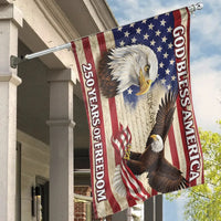 Patriotic American Flag House Flag | 250 Years of Freedom Eagle Design | Double Sided Weather Resistant Fabric | Outdoor Yard Decor Gift for Veterans