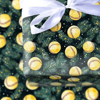 Holiday Sports Tree Gift Wrap, Softball Christmas Wrapping Paper, Softball Coach Present Paper, Winter Player Softball Christmas Gift Wrap