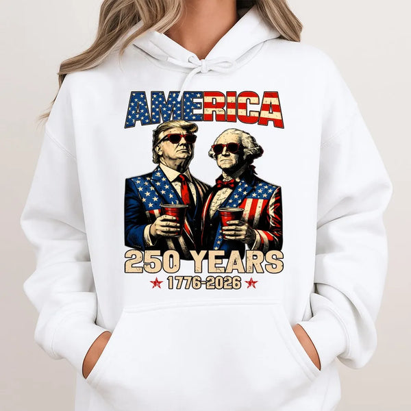 America 250 Years Hoodie | Patriotic USA 1776-2026 Graphic Design | Premium Cotton-Polyester Blend | Gift for Independence Day Celebration