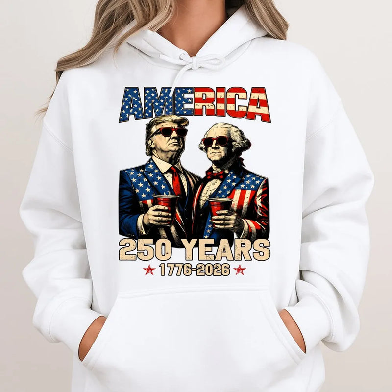 America 250 Years Hoodie | Patriotic USA 1776-2026 Graphic Design | Premium Cotton-Polyester Blend | Gift for Independence Day Celebration