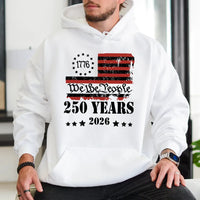 We The People 1776 Hoodie | 250 Years America 2026 Patriotic Vintage Design | Soft Cotton-Polyester Blend | Gift for History Lovers