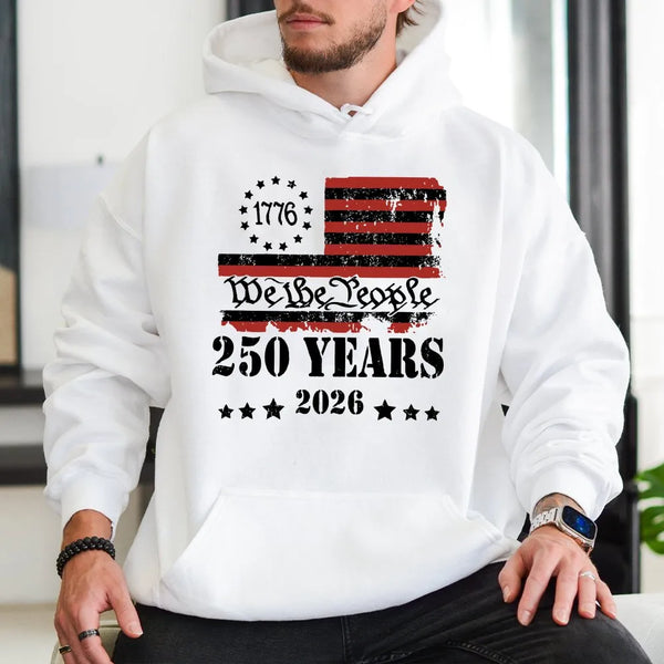 We The People 1776 Hoodie | 250 Years America 2026 Patriotic Vintage Design | Soft Cotton-Polyester Blend | Gift for History Lovers