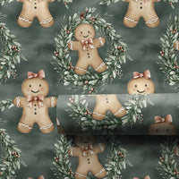 Watercolor Cookie Holiday Wrapping Paper, Gingerbread Girl Christmas Wrapping Paper, Winter Wreath Gift Wrap Roll, Adorable Festive Xmas Paper