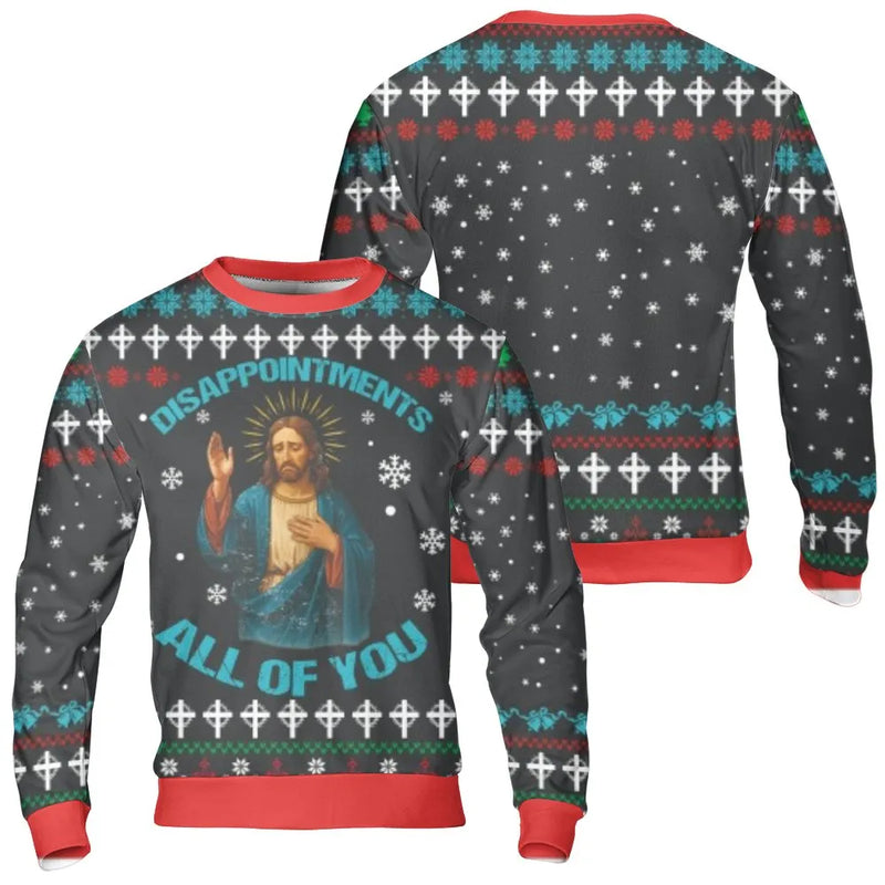 Humorous Jesus Ugly Christmas Sweater, Jesus Disappointments Sweatshirt, Jesus Holiday Sweatshirt, Retro Xmas Crewneck, Humorous Christmas Present