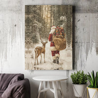 Snowy Forest Christmas Canvas Print, Santa Claus and Reindeer Canvas Wall Art, Winter Holiday Wall Art, Festive Seasonal Canvas Decor