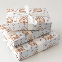 Sports Holiday Gift Wrap, Baseball Gingerbread Christmas Wrapping Paper, Baseball House Wrapping Paper Roll, Xmas Baseball Fan Gift Wrap