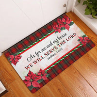 Christian Scripture Holiday Welcome Mat, Joshua 24:15 We Will Serve the Lord Christmas Doormat, Bible Verse Entryway Rug Present