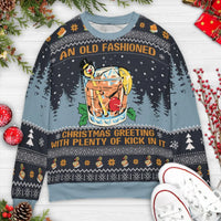 Retro Drink Holiday Sweater, Old Fashioned Cocktail Ugly Christmas Sweatshirt, Humorous Bartender Xmas Crewneck, Holiday Cocktail Party Present