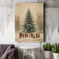 Victorian Christmas Art Print, Vintage Christmas Tree Canvas Print, Retro Christmas Tree Wall Art, Winter Decor, Printable Digital Download