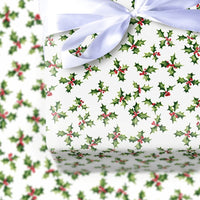 Traditional Christmas Gift Wrap, Classic Holly Berry Wrapping Paper, Red Berry Holiday Present Paper, Festive Winter Wrapping Paper Roll