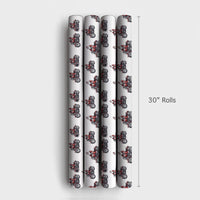 Motorcycle Santa Gift Wrap, Biker Santa Christmas Wrapping Paper, Cruiser Bike Christmas Wrapping Paper, Biker Holiday Gift Wrap Paper Roll