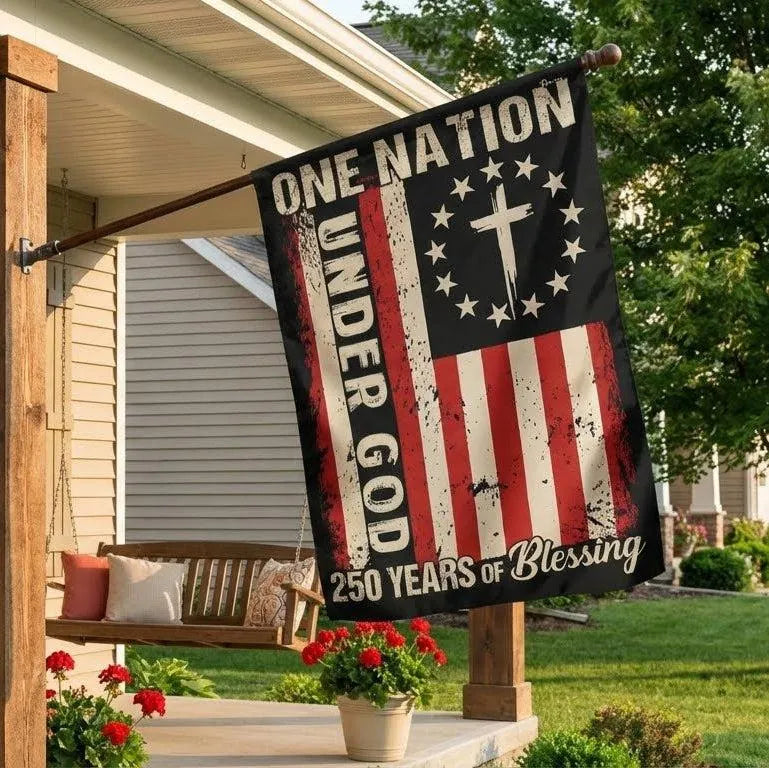 One Nation Under God Garden Flag | 250 Years of Blessing 1776-2026 | Double-Sided Patriotic Americana Decor | Memorial Day Independence Day Gift