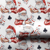 Poker Santa Gift Wrap, Santa Playing Cards Wrapping Paper, Watercolor Card Player Christmas Wrapping Paper, Vegas Holiday Gift Wrap Roll