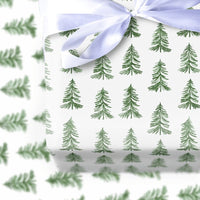 Forest Evergreen Gift Wrap, Watercolor Pine Tree Wrapping Paper, Rustic Winter Tree Wrapping Paper, Woodland Christmas Gift Wrap Roll