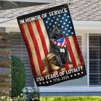 Schipperke Dog Garden Flag | 250 Years of Loyalty Patriotic Design | US Veteran Memorial Flag | Double-Sided Outdoor Decor