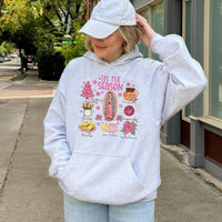 Tis the Season Tamales Conchas Food Hooded Sweatshirt, Mexican Christmas Hoodie, Latino Heritage Holiday Hoodie, Festive Winter Pullover