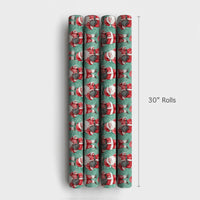 Santa with Glove Gift Wrap, Baseball Santa Christmas Wrapping Paper, Teal Holiday Baseball Wrapping Paper, Athlete Xmas Wrapping Paper