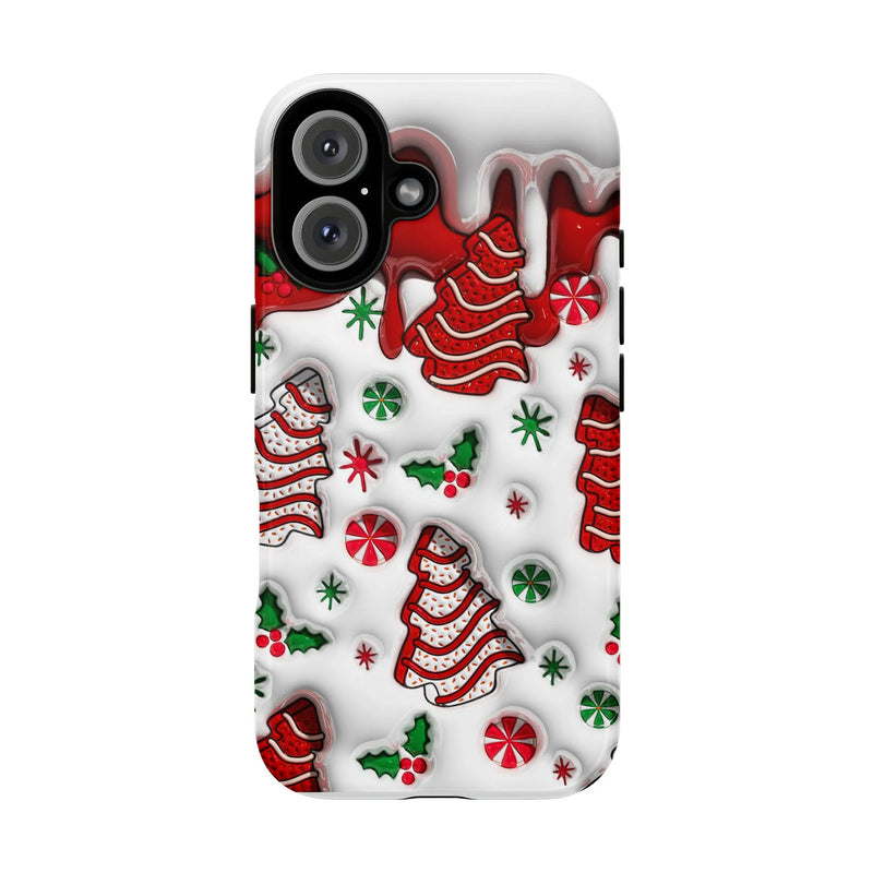 Festive Holly Peppermint Pattern Cover, Christmas Stocking Phone Case iPhone, Holiday Season Tough Phone Case, Adorable Xmas Winter Present