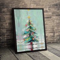 Painterly Holiday Wall Decor, Abstract Christmas Tree Canvas Art, Modern Festive Christmas Tree Print, Seasonal Winter Home Decor Canvas