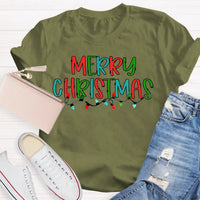Festive School Holiday Shirt, Merry Christmas Lights Teacher T-Shirt, Adorable Christmas Teacher Graphic Tee, Xmas Educator Present for Teacher