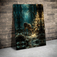 Christmas Forest Deer Wall Art, Winter Fawn Canvas Print, Holiday Nature Canvas, Rustic Deer Printable Art, Digital Download Wall Decor